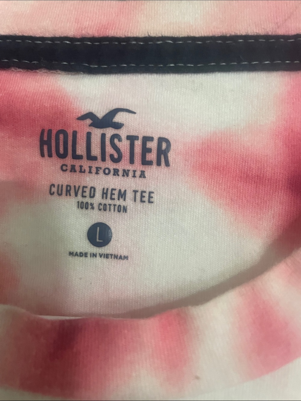 Hollister Women's White and Pink Spiral Tie-Dye Short Sleeve Tee - Picture 2 of 4
